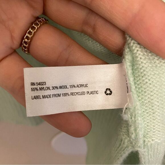 Gap mint green thin knit Long sleeve open front sweater cardigan wool blend S - Picture 6 of 9